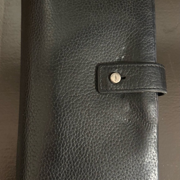 Authentic Saint Laurent Black Leather Strap Long Wallet w/ Box & Dust Bag - Picture 3 of 6